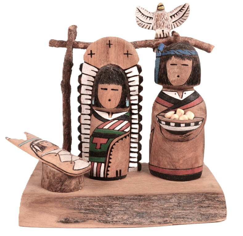 Zuni Pueblo Carved Nativity Set By Alan Lewis – Antique American