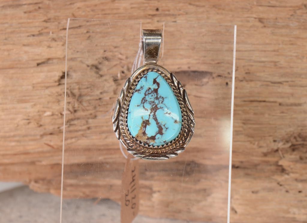 Navajo Sterling Silver and Turquoise Pendant – Antique American