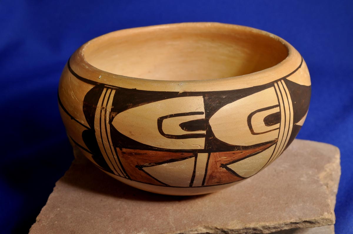 Hopi Pueblo Polychrome Pottery Bowl By Josephine Kachinamana Naha