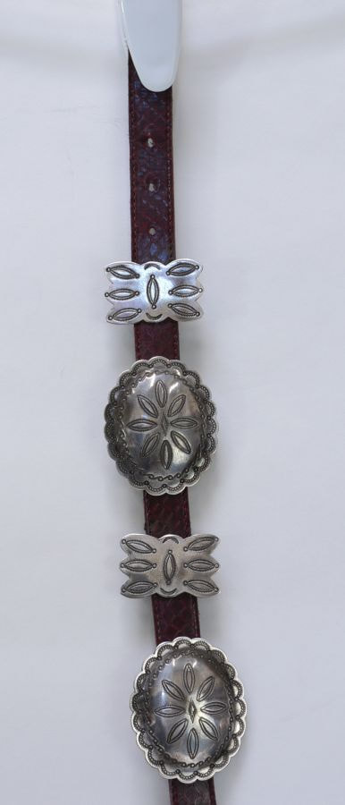 Navajo Silver and Leather Concho Belt c. 1940s, 20-32 waist (J90863B