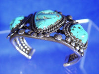 Heavy Navajo Turquoise and Sterling Silver Bracelet by Dan Simplicio