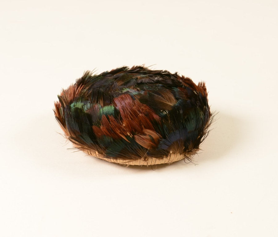 Miniature Pomo Feathered Basket by Enrique Arroyo