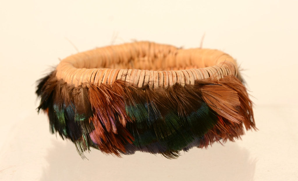 Miniature Pomo Feathered Basket by Enrique Arroyo