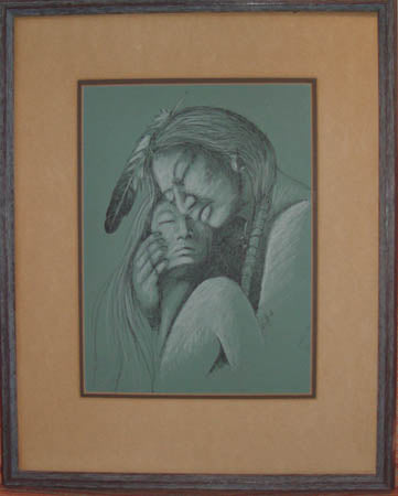 Original pen and chalk by Neil David, Hopi (b1944)