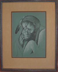 Original pen and chalk by Neil David, Hopi (b1944)