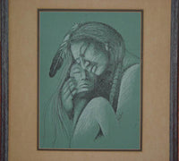 Original pen and chalk by Neil David, Hopi (b1944)
