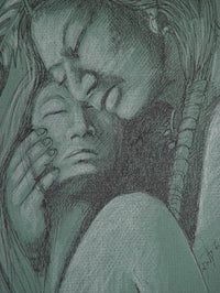 Original pen and chalk by Neil David, Hopi (b1944)