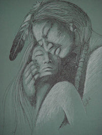Original pen and chalk by Neil David, Hopi (b1944)