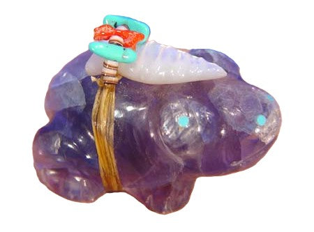 Zuni Frog Fetish in Rainbow Fluorite by Peter and Dinah Gasper