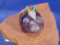 Zuni Frog Fetish in Rainbow Fluorite by Peter and Dinah Gasper