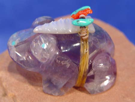 Zuni Frog Fetish in Rainbow Fluorite by Peter and Dinah Gasper