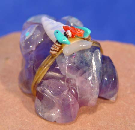 Zuni Frog Fetish in Rainbow Fluorite by Peter and Dinah Gasper