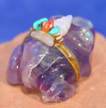 Zuni Frog Fetish in Rainbow Fluorite by Peter and Dinah Gasper