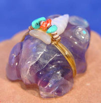 Zuni Frog Fetish in Rainbow Fluorite by Peter and Dinah Gasper