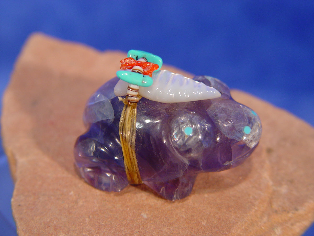 Zuni Frog Fetish in Rainbow Fluorite by Peter and Dinah Gasper
