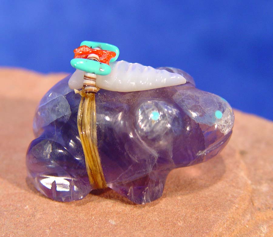 Zuni Frog Fetish in Rainbow Fluorite by Peter and Dinah Gasper