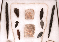 Framed Obsidian, Stone and Shell Artifacts