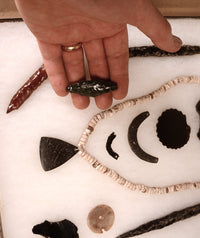 Framed Obsidian, Stone and Shell Artifacts