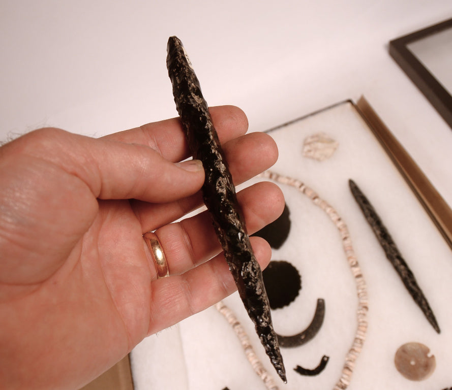 Framed Obsidian, Stone and Shell Artifacts