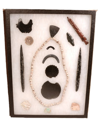 Framed Obsidian, Stone and Shell Artifacts