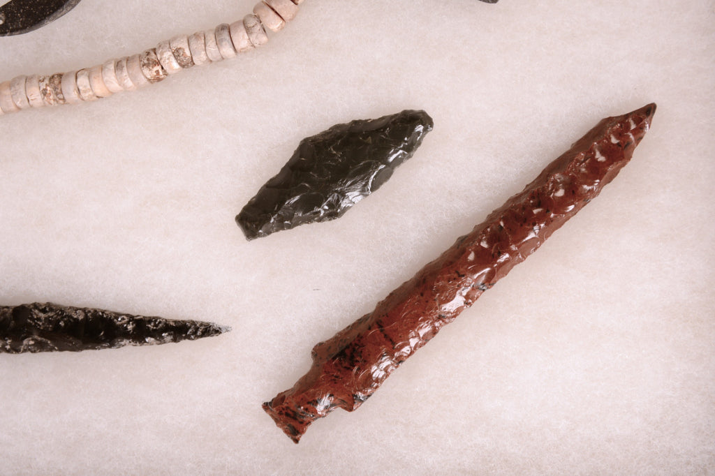 Framed Obsidian, Stone and Shell Artifacts