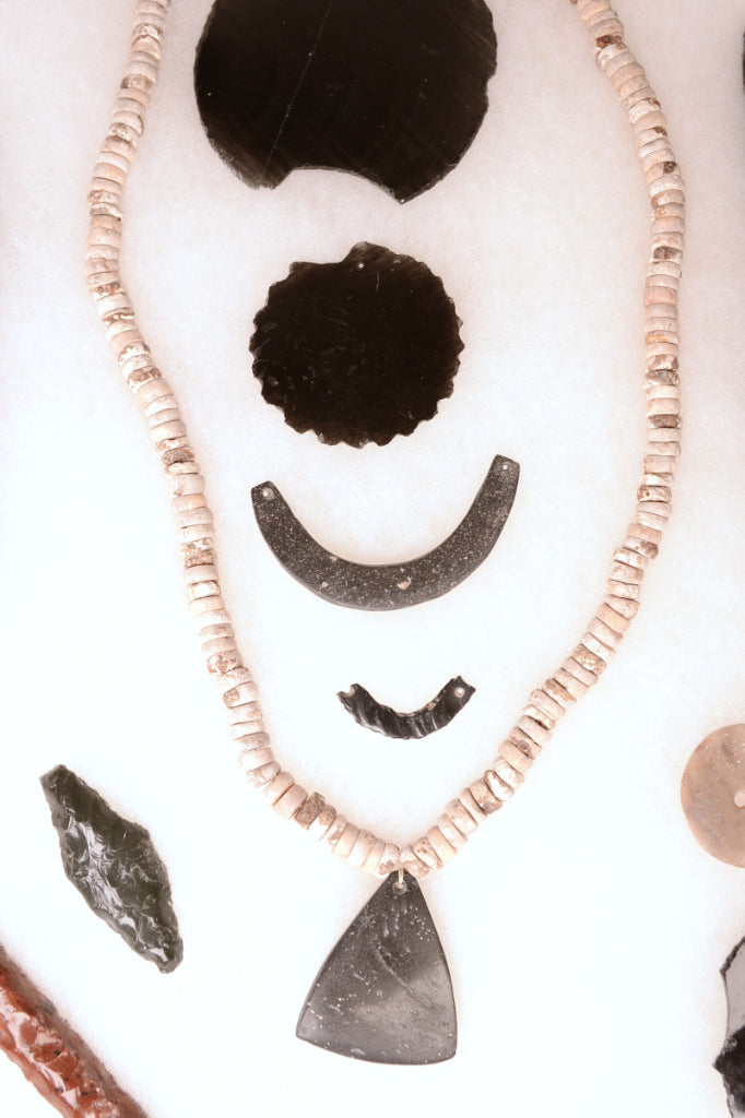 Framed Obsidian, Stone and Shell Artifacts