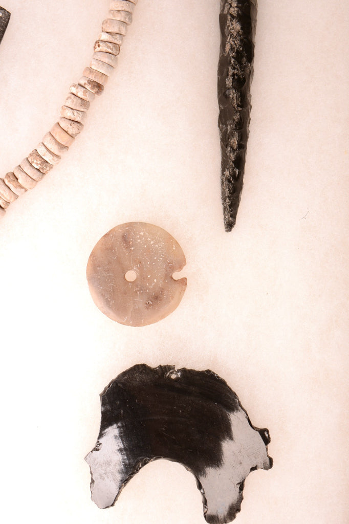 Framed Obsidian, Stone and Shell Artifacts