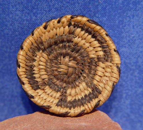 Miniature Pima Baskets C. 1930-40: Three cog motif;very fine weave.