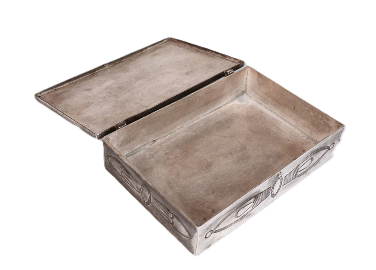 Zuni Pueblo Sterling Silver Inlay Stamped Box