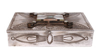 Zuni Pueblo Sterling Silver Inlay Stamped Box