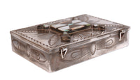 Zuni Pueblo Sterling Silver Inlay Stamped Box