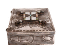 Zuni Pueblo Sterling Silver Inlay Stamped Box