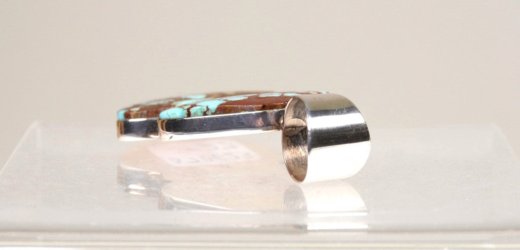 Navajo Pendant: Sterling Silver and Two Triangular Roystone NV Turquoise Stones