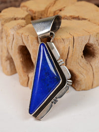 Navajo Pendant: Triangular-cut dark lapis in Sterling Silver