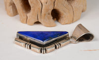 Navajo Pendant: Triangular-cut dark lapis in Sterling Silver