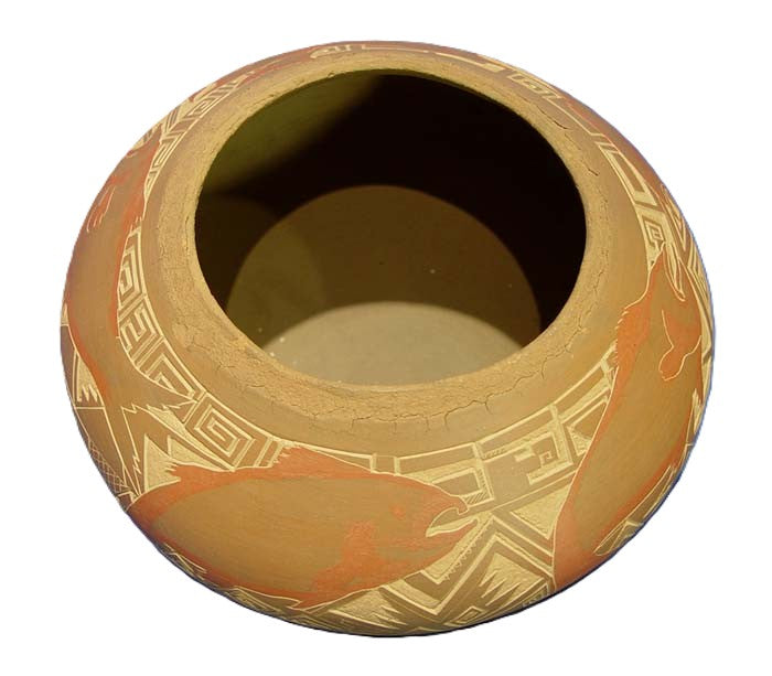 Santa Clara Pueblo: Pottery: Jody Folwell, fish images, 1990