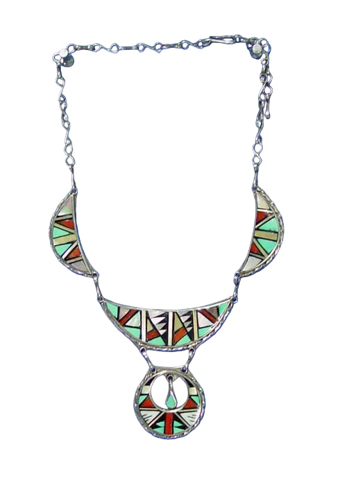 Zuni Set Earrings and Necklace with pendant by Wilfred and Margie Eriacho