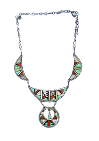 Zuni Set Earrings and Necklace with pendant by Wilfred and Margie Eriacho