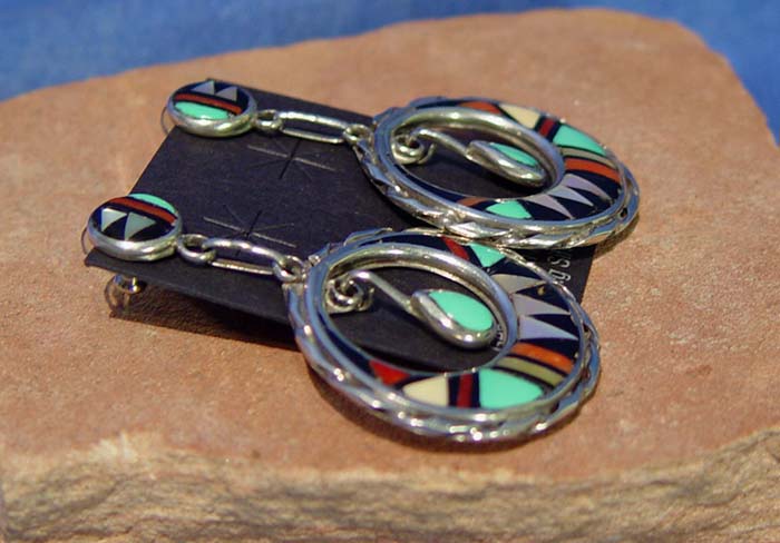 Zuni Set Earrings and Necklace with pendant by Wilfred and Margie Eriacho