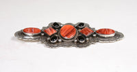 Large Navajo Pin / Broach, Spondylus Shell and Onyx by Aaron Toadlena
