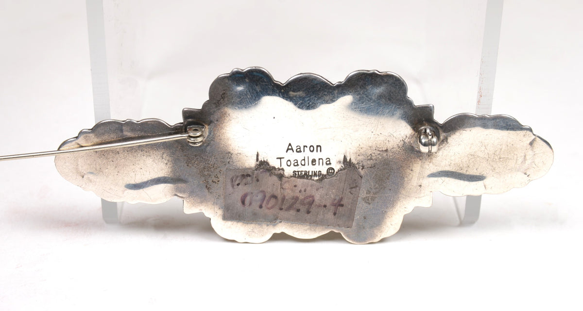 Large Navajo Pin / Broach, Spondylus Shell and Onyx by Aaron Toadlena