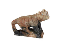 Zuni Wolf Fetish in Picasso Marble With Turquoise Eyes by Calvin Weeka