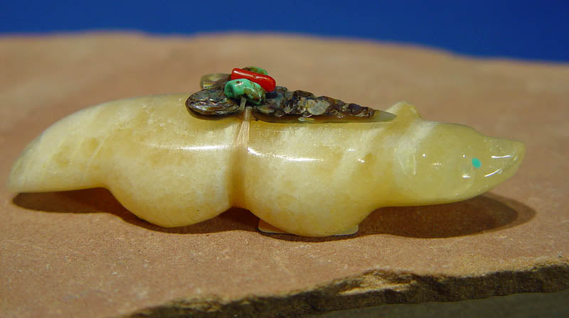 Zuni Badger Fetish in Yellow Calcite by Leland Boone