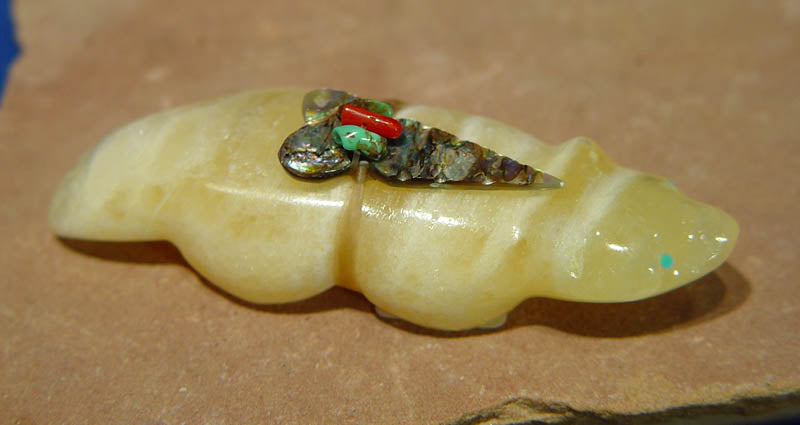 Zuni Badger Fetish in Yellow Calcite by Leland Boone
