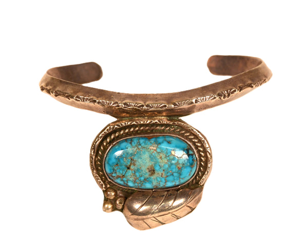 Estate Jewelry Navajo Bracelet Sterling Silver and Turquoise Cuff Bracelet