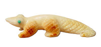 Fossil Ivory Lizard Fetish With Turquoise Eyes