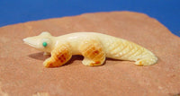 Fossil Ivory Lizard Fetish With Turquoise Eyes