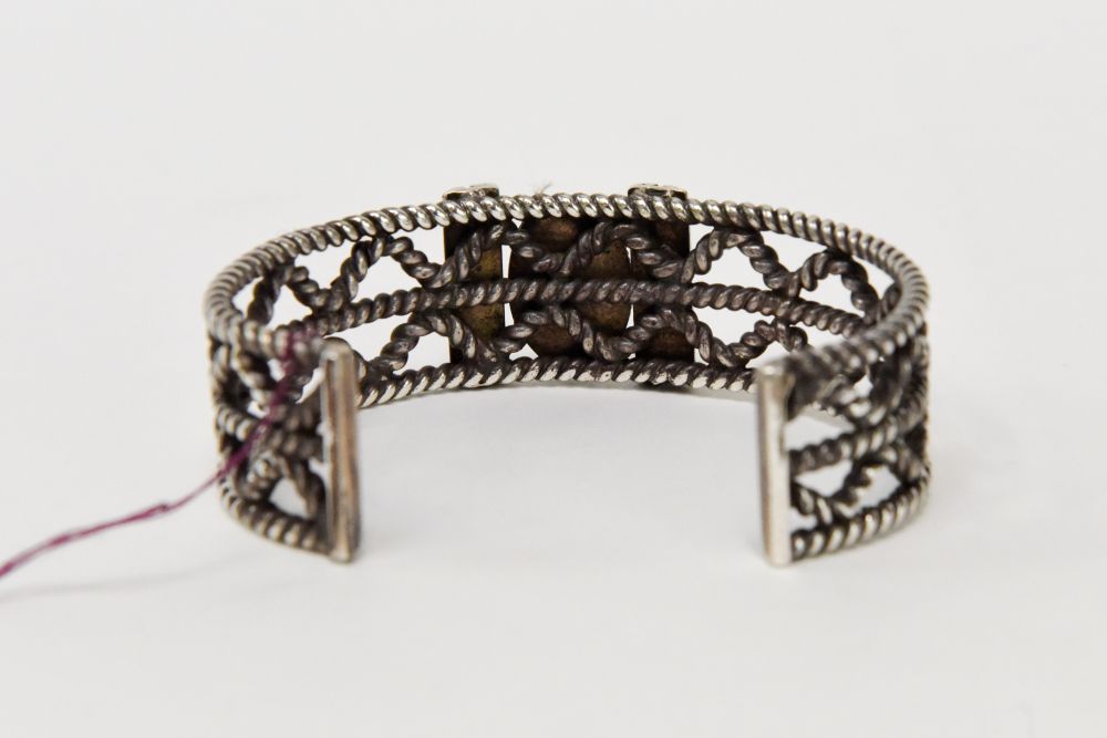 Large Navajo Bracelet with High Grade Natural Bisbee Turquoise stone setting;