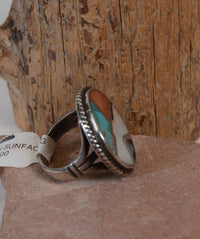 Vintage Zuni Sterling Silver and Inlay Sunface Ring Size 6