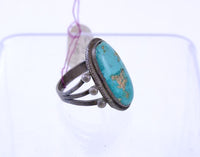 Navajo Sterling Silver Ring with 1 Oval Turquoise Setting